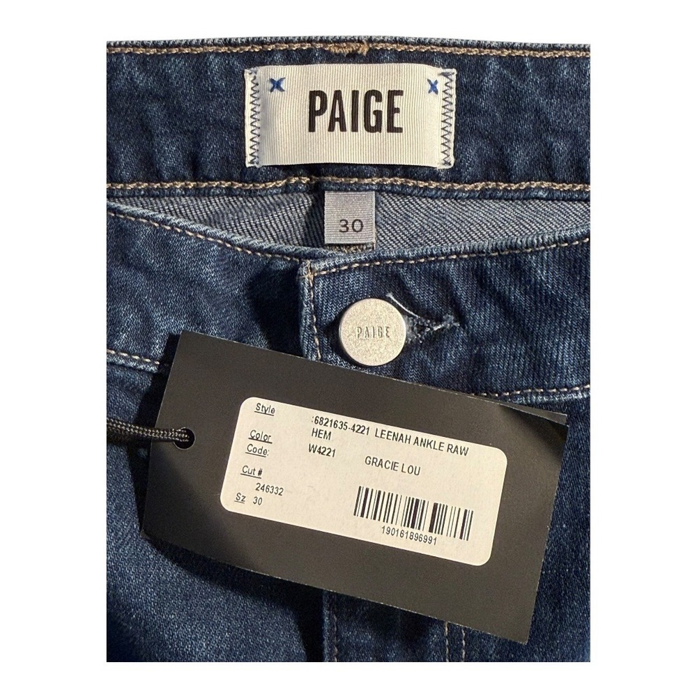 PAIGE Leenah Ankle Raw Hem Wide Leg Jeans Women's Size 10 (30) Gracie Lou NWT - Picture 4 of 7
